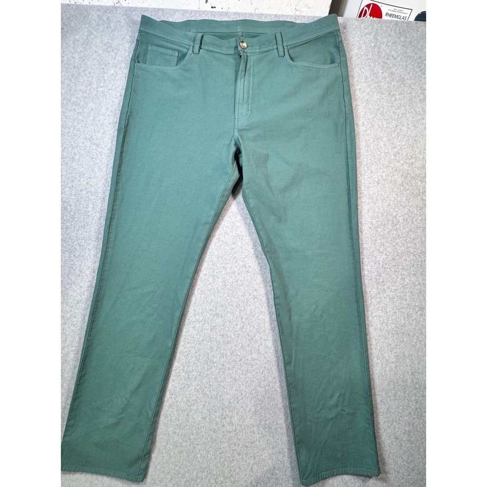 Mens Green Five Pocket Straight Leg Twill Pants 38x32